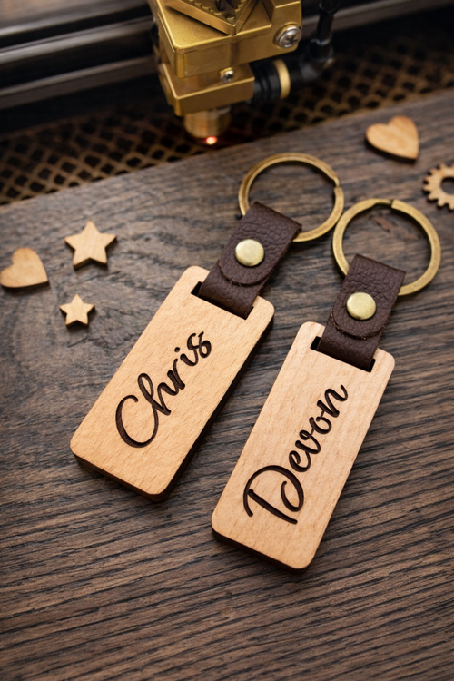 Porte-clés en bois personnalisé | Gravure laser – Creatica - Creatica